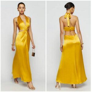 💕REFORMATION💕 Nerida Silk Dress ~ Tumeric 10 NWT